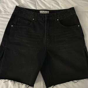 New Black denim shorts with splits on both sides